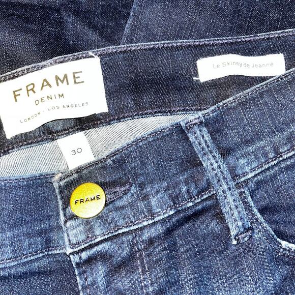 FRAME Le Skinny de Jeanne Jeans Size 30 Avinton Wash Dark Blue Mid Rise Stretch - Picture 6 of 8